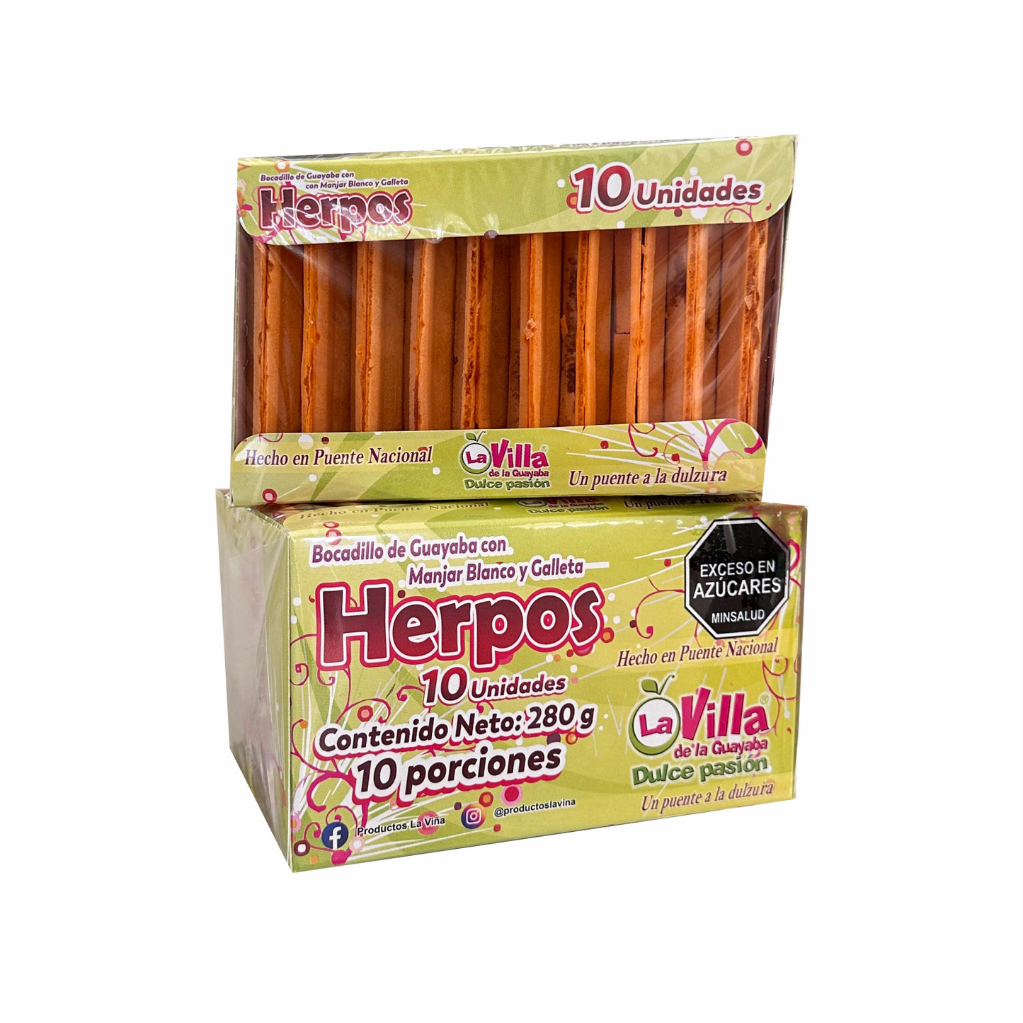 Herpos de Jalea de Guayaba con Manjar Blanco x 10und x 280gr