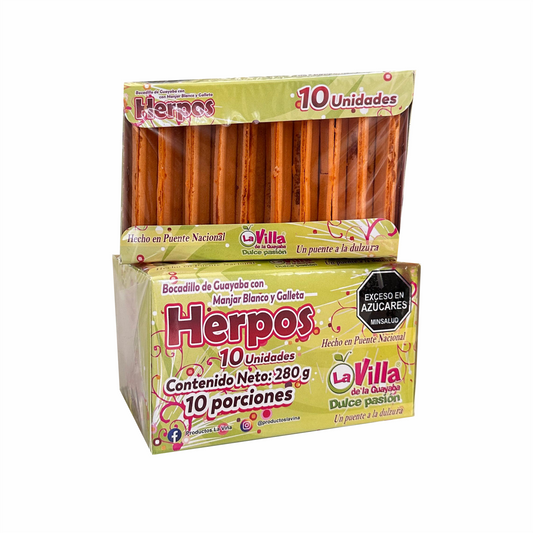 Herpos de Jalea de Guayaba con Manjar Blanco x 10und x 280gr