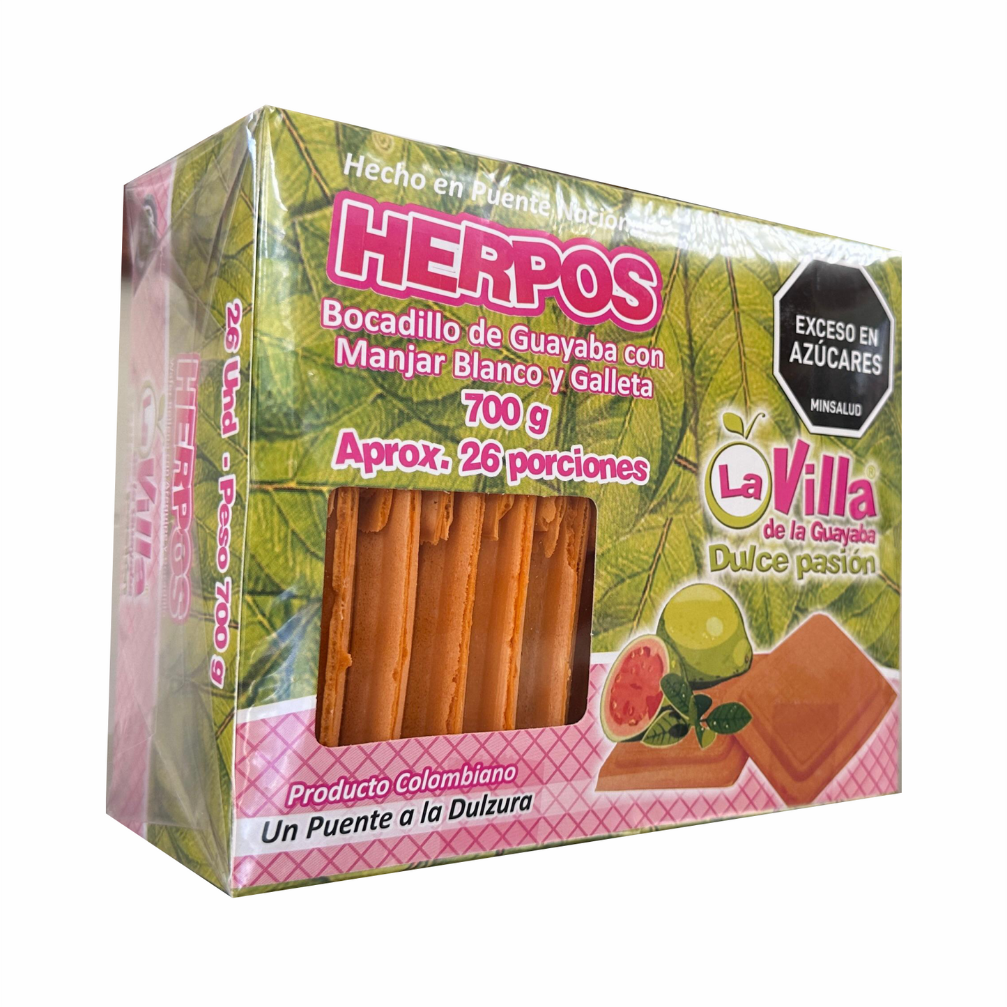 Herpos de Jalea de Guayaba con Manjar Blanco x 26und x 700gr