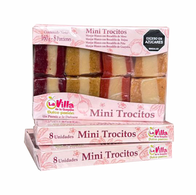 Trocitos de Frutas Surtidos: Bocadillo de Guayaba, Piña, Mora y Feijoa x 8und x 160gr